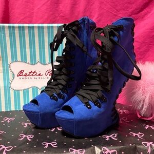 Bettie Page Vibrant Blue Gravity Heels